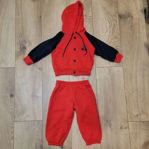 VINTAGE Nike Track Suit Made in USA Set Size 12M 1990s Jacket Pants Red + Black